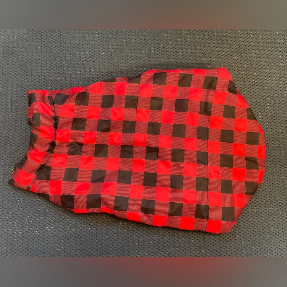 Plaid Dog Coat & NWT Rope Toy | Red Black Buffalo Check | Lightweight Jacket